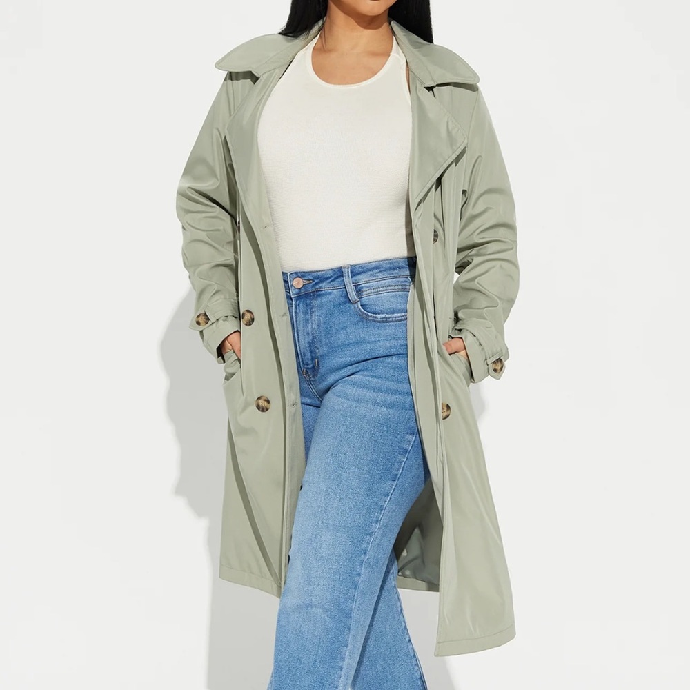 Sage trench coat